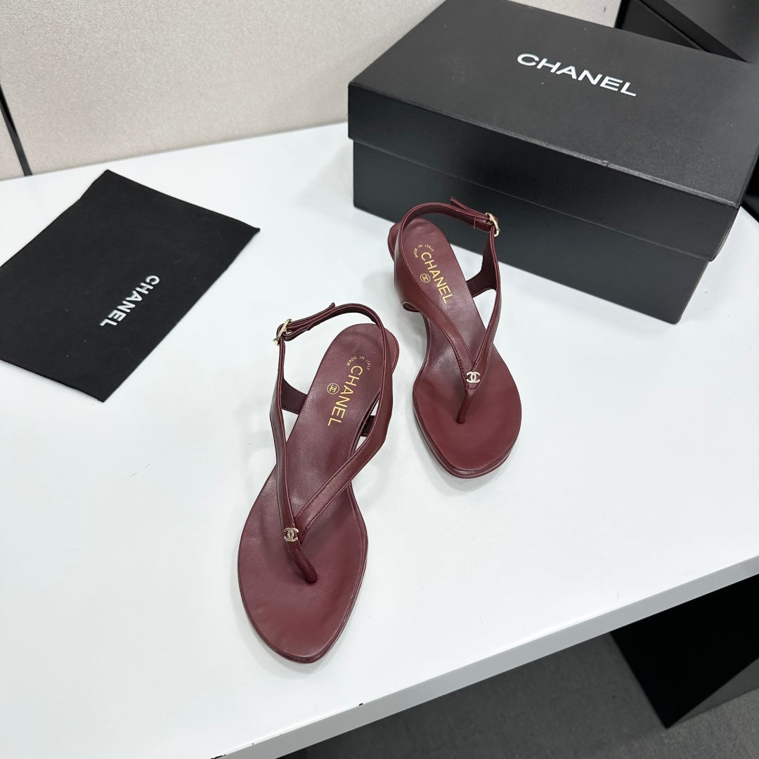 CC 26s Thong Sandals 5cm Burgundy Sheepskin 925995