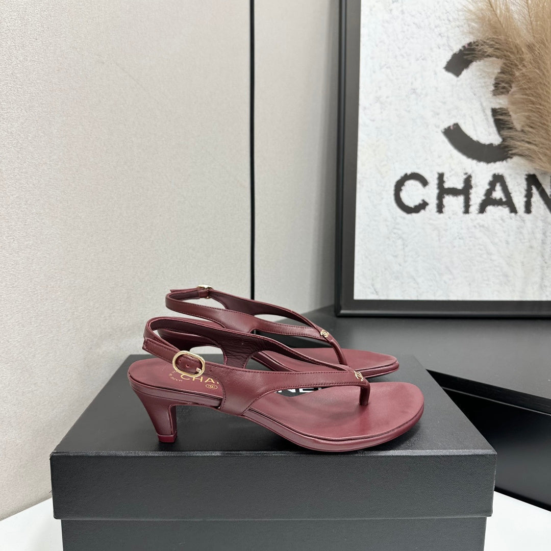 CC 26s Thong Sandals 5cm Burgundy Sheepskin 925995