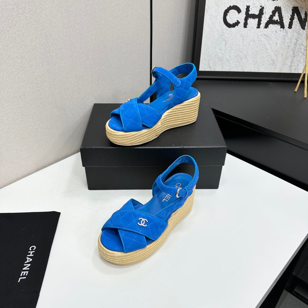 CC 26s Wedge Sandals Blue Suede 925932