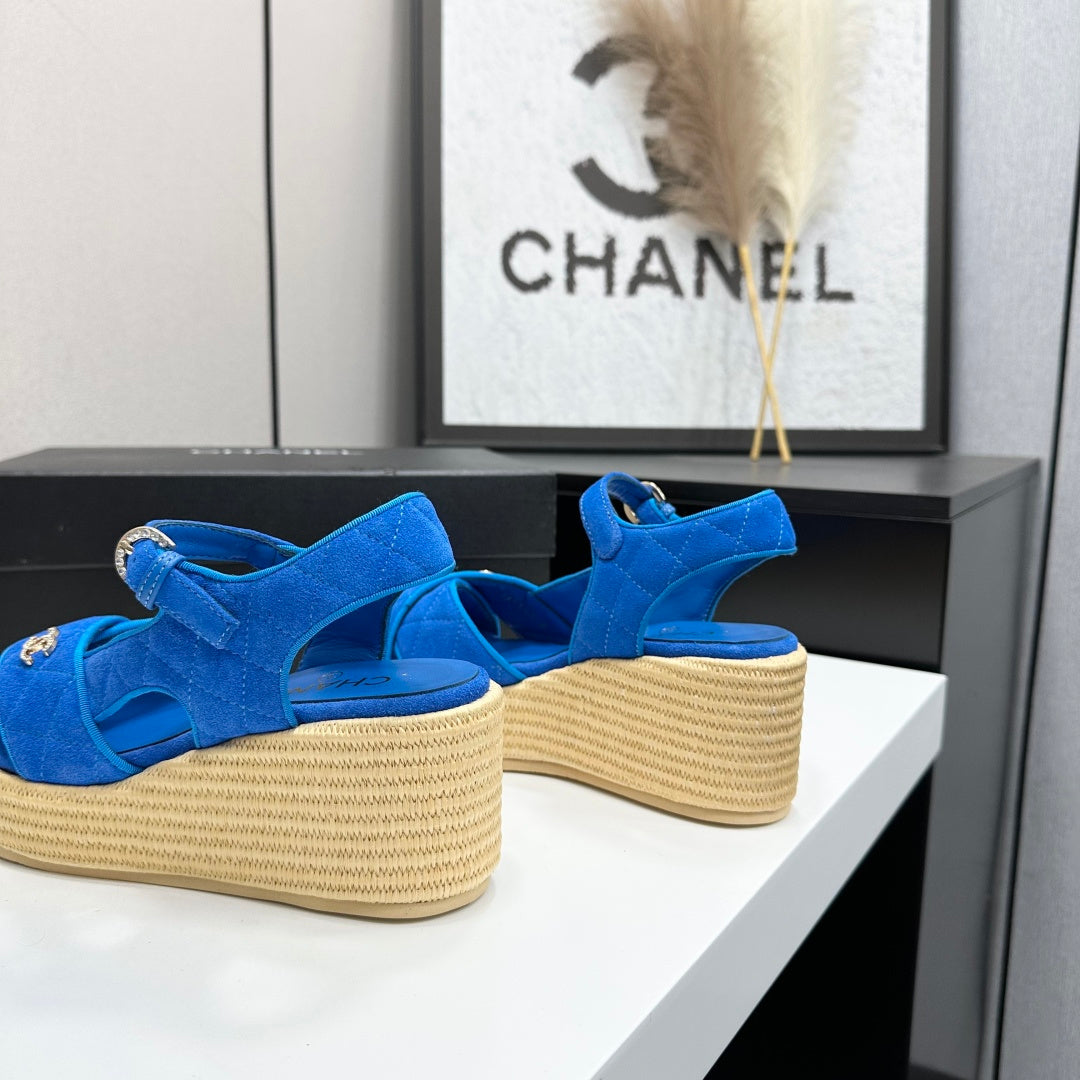 CC 26s Wedge Sandals Blue Suede 925932