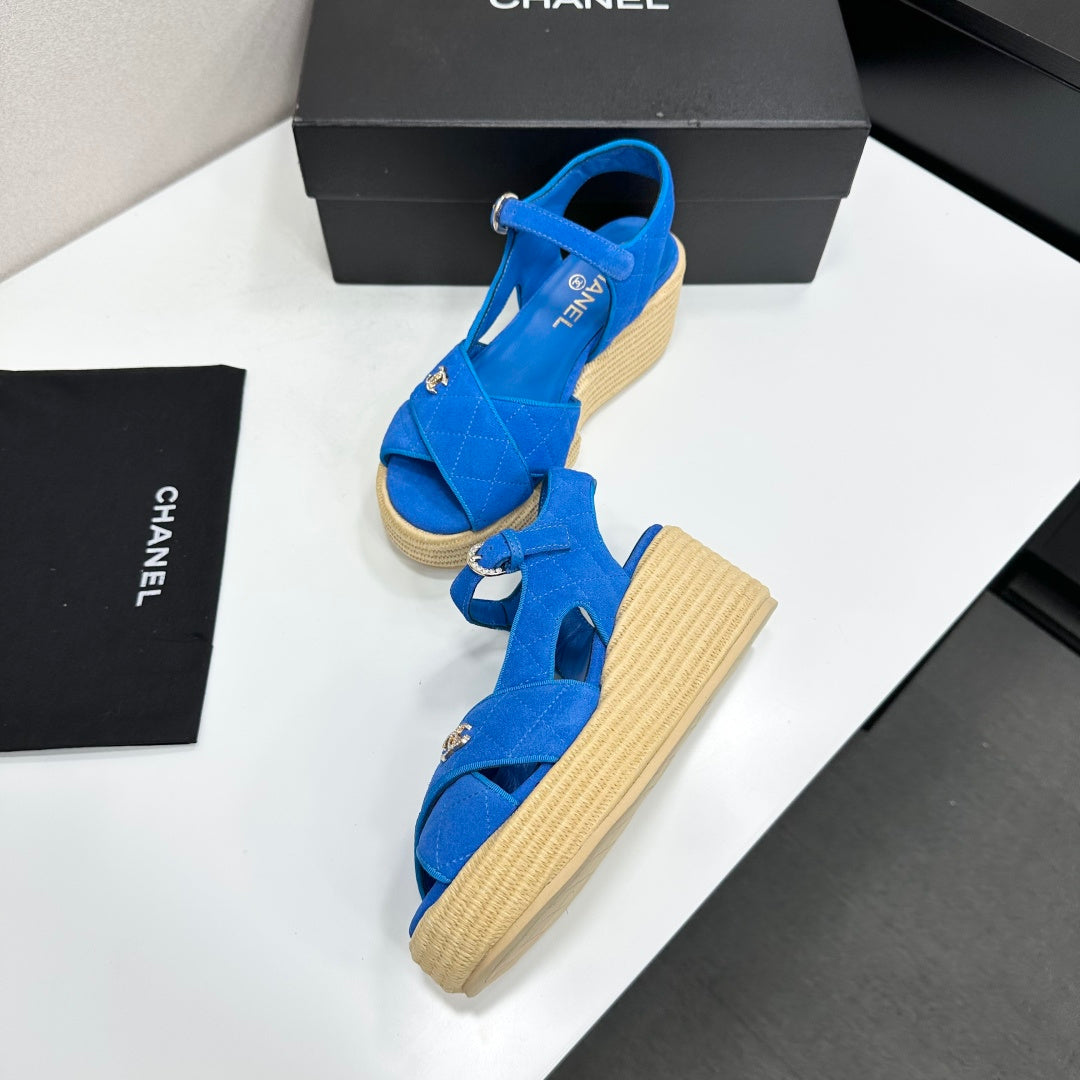 CC 26s Wedge Sandals Blue Suede 925932