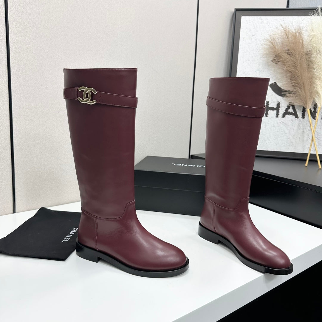 CC FW 2026 Long Flat Boot Burgundy Cowhide 925679