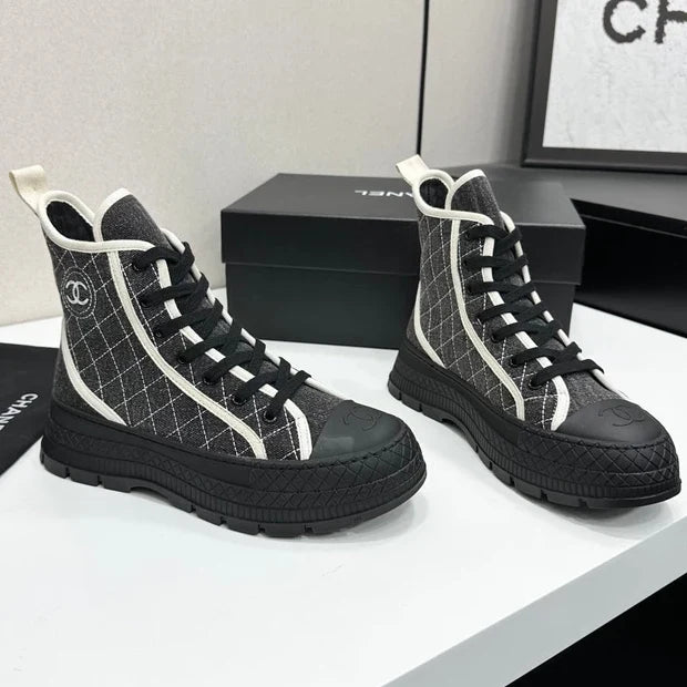 Chanel 2026 Quilted High Top Sneakers Suede Fabric 986146