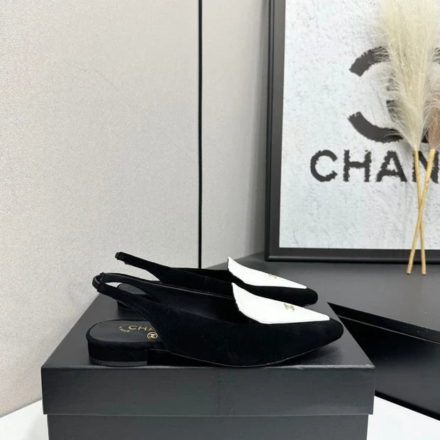 Chanel 2026 Two-Tone Flat Slingbacks Suede Leather 985827