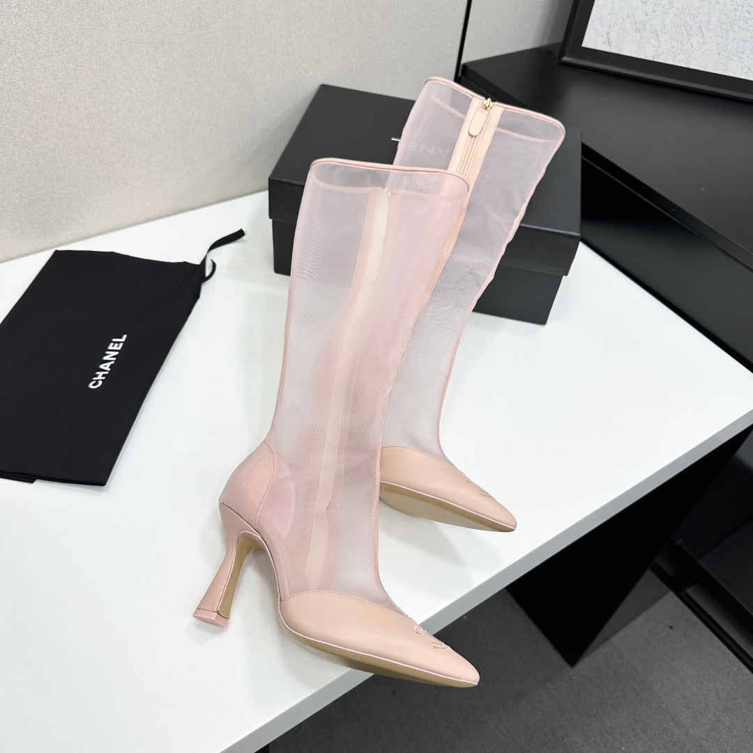 CC 26s Knee High Boots Beige Leather 109226