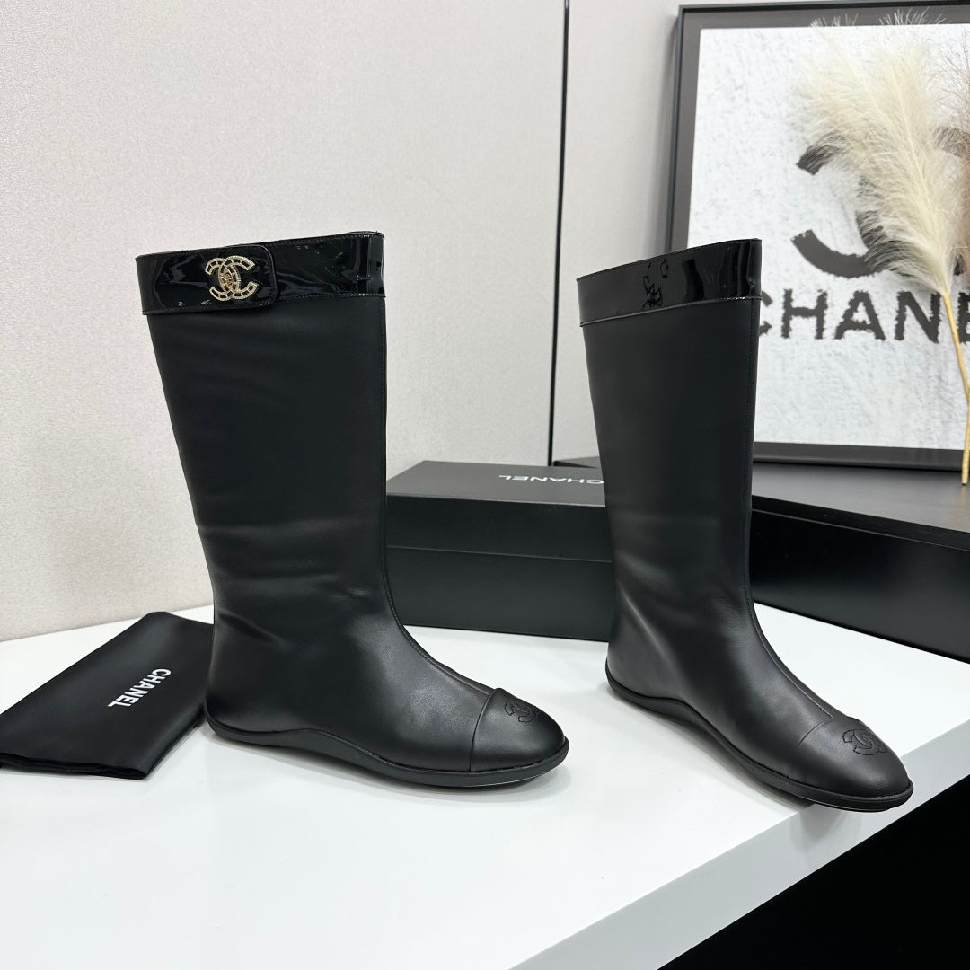 CC 26s Tall Boot Flat Black Leather 145992