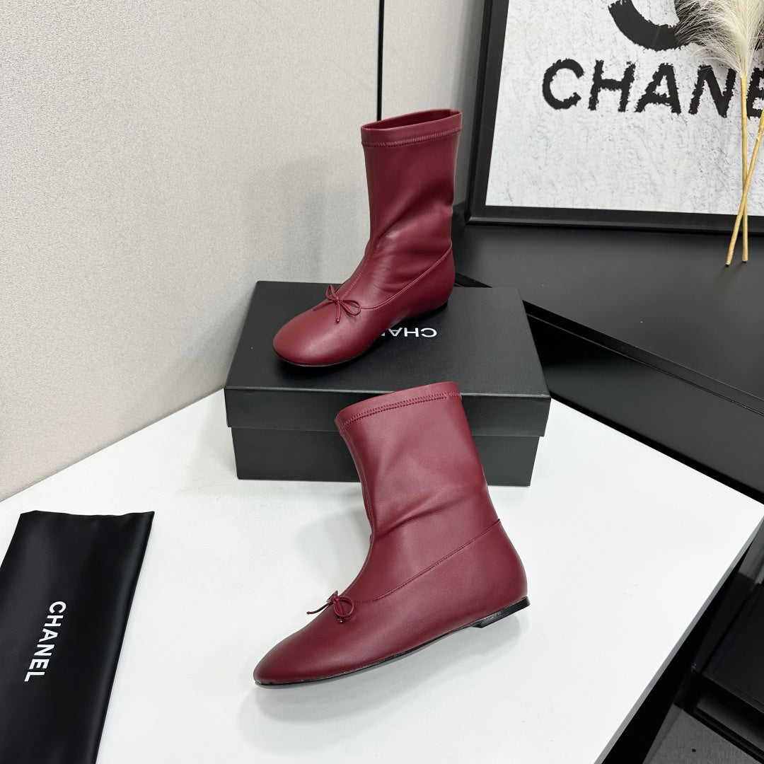 CC 26s Ballet Boot Flat Burgundy Leather 145996