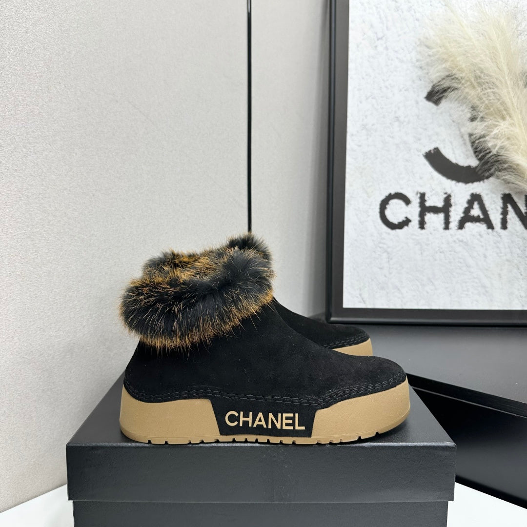 CC 26s Fur Boot Platform Black Suede 145919