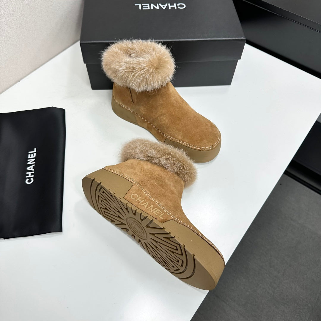 CC 26s Fur Boot Platform Tan Suede 145920