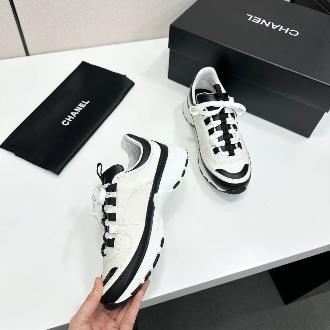 CC 26s Colorblock Platform Sneakers White Black Leather 145702