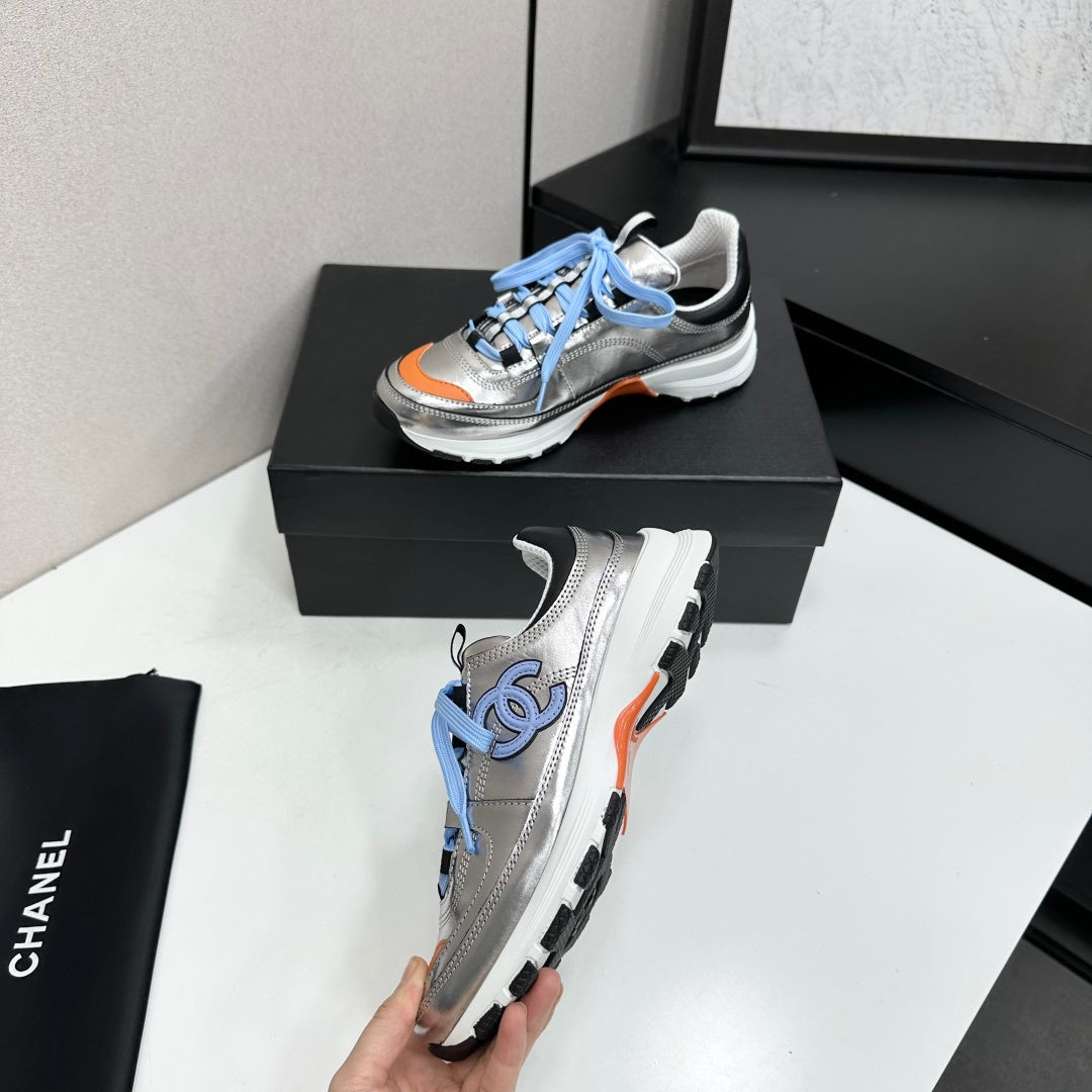 CC 26s Metallic Platform Sneakers Silver Orange Leather 145705
