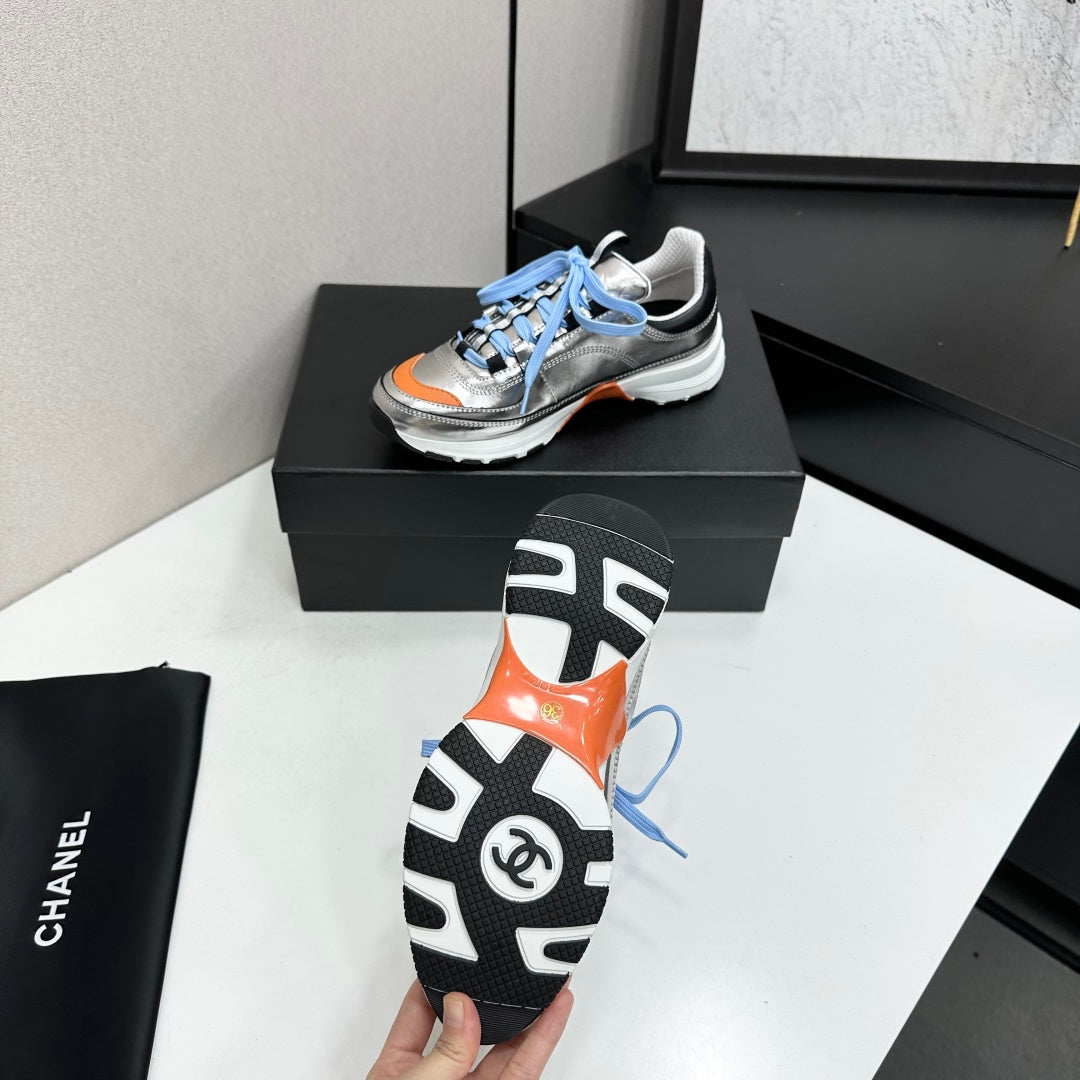 CC 26s Metallic Platform Sneakers Silver Orange Leather 145705