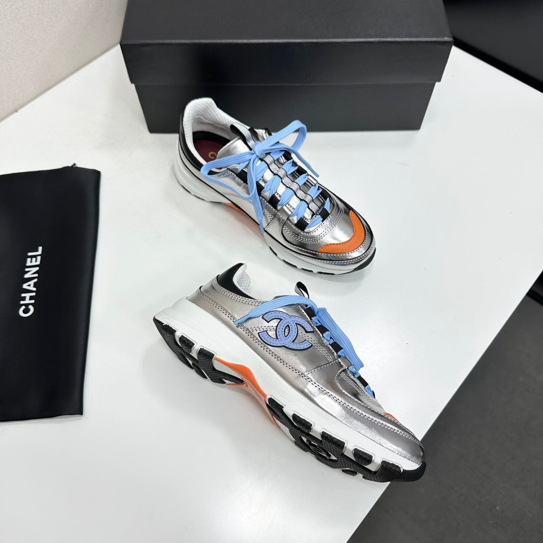 CC 26s Metallic Platform Sneakers Silver Orange Leather 145705