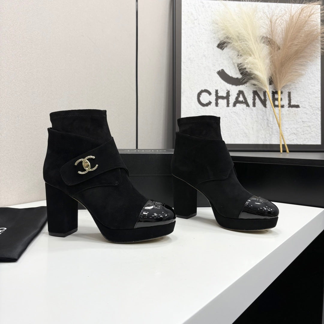 CC 2026 Ankle Boots Black Black Logo Suede Leather 193653