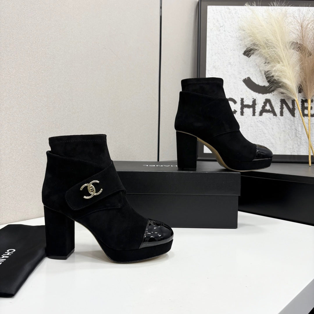 CC 2026 Ankle Boots Black Black Logo Suede Leather 193653