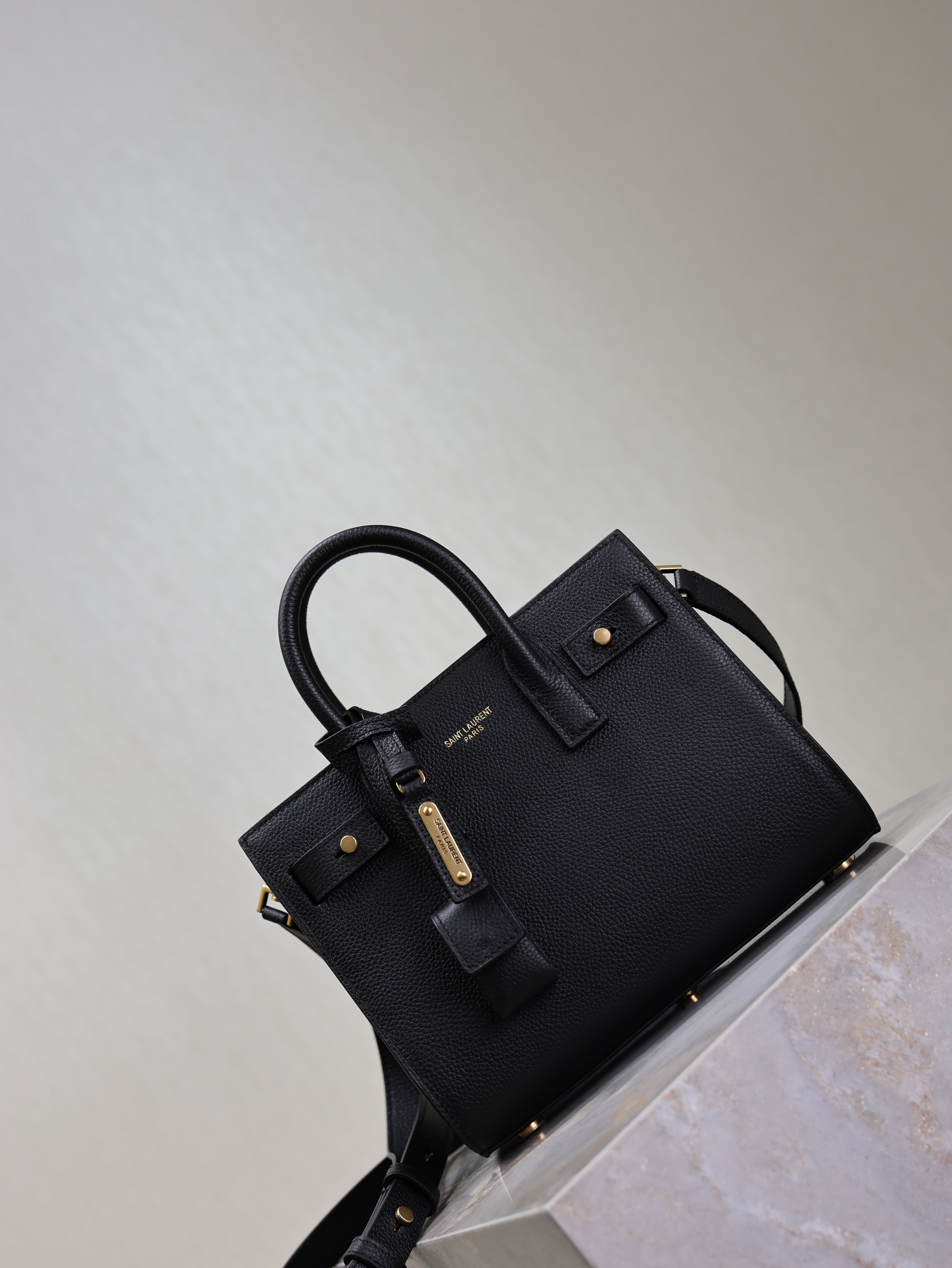 YSL Sac De Jour Nano 22cm Black Grain Cowhide GHW
