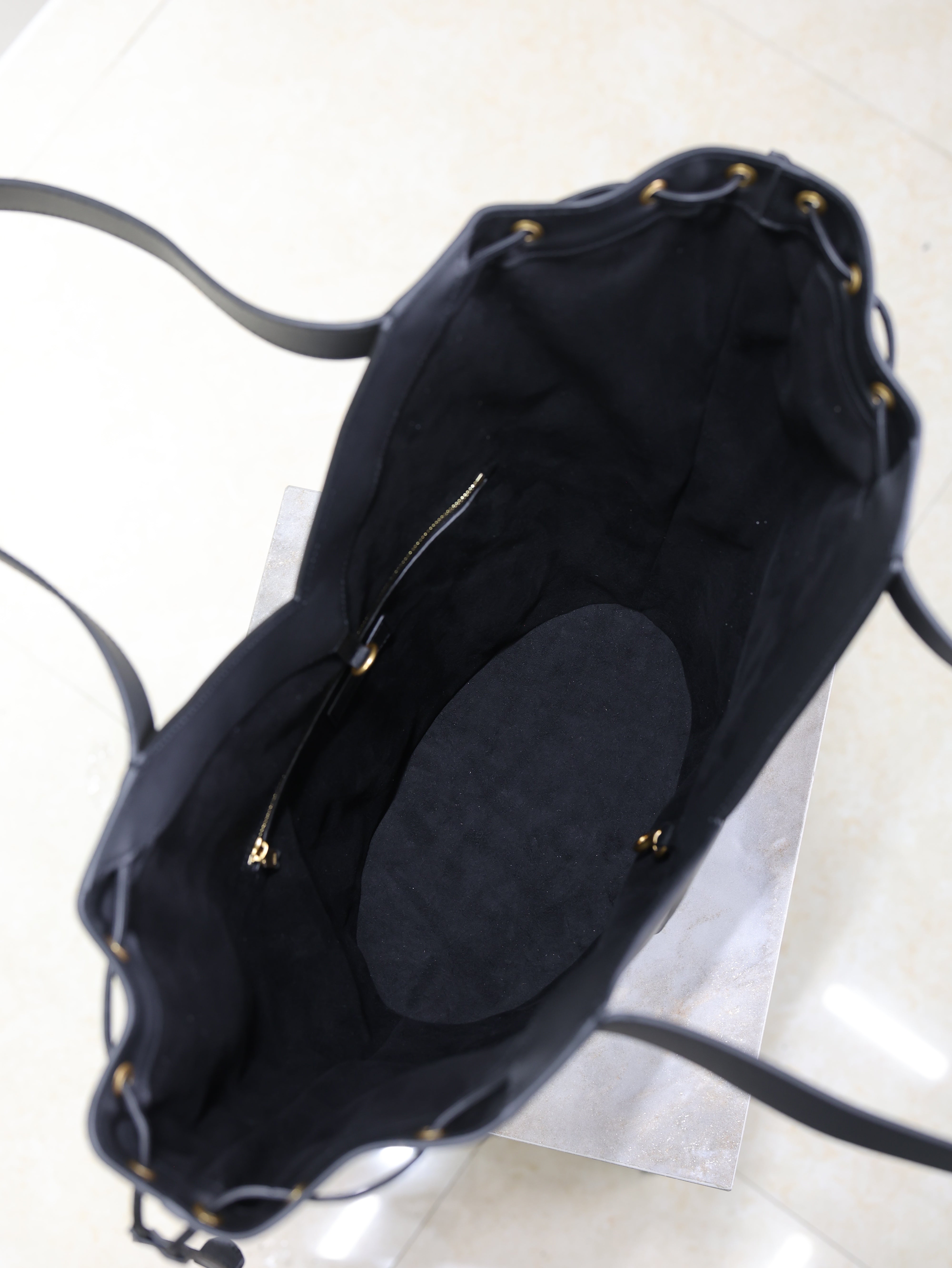 Prada Y Large Leather HOBO Bag Black Leather