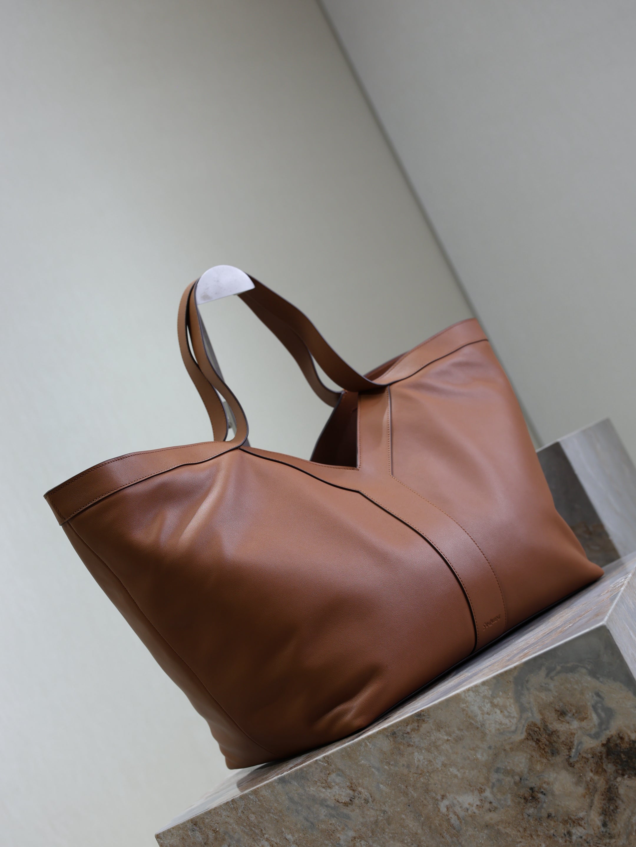 YSL Y Tote Bag Brown Cowhide