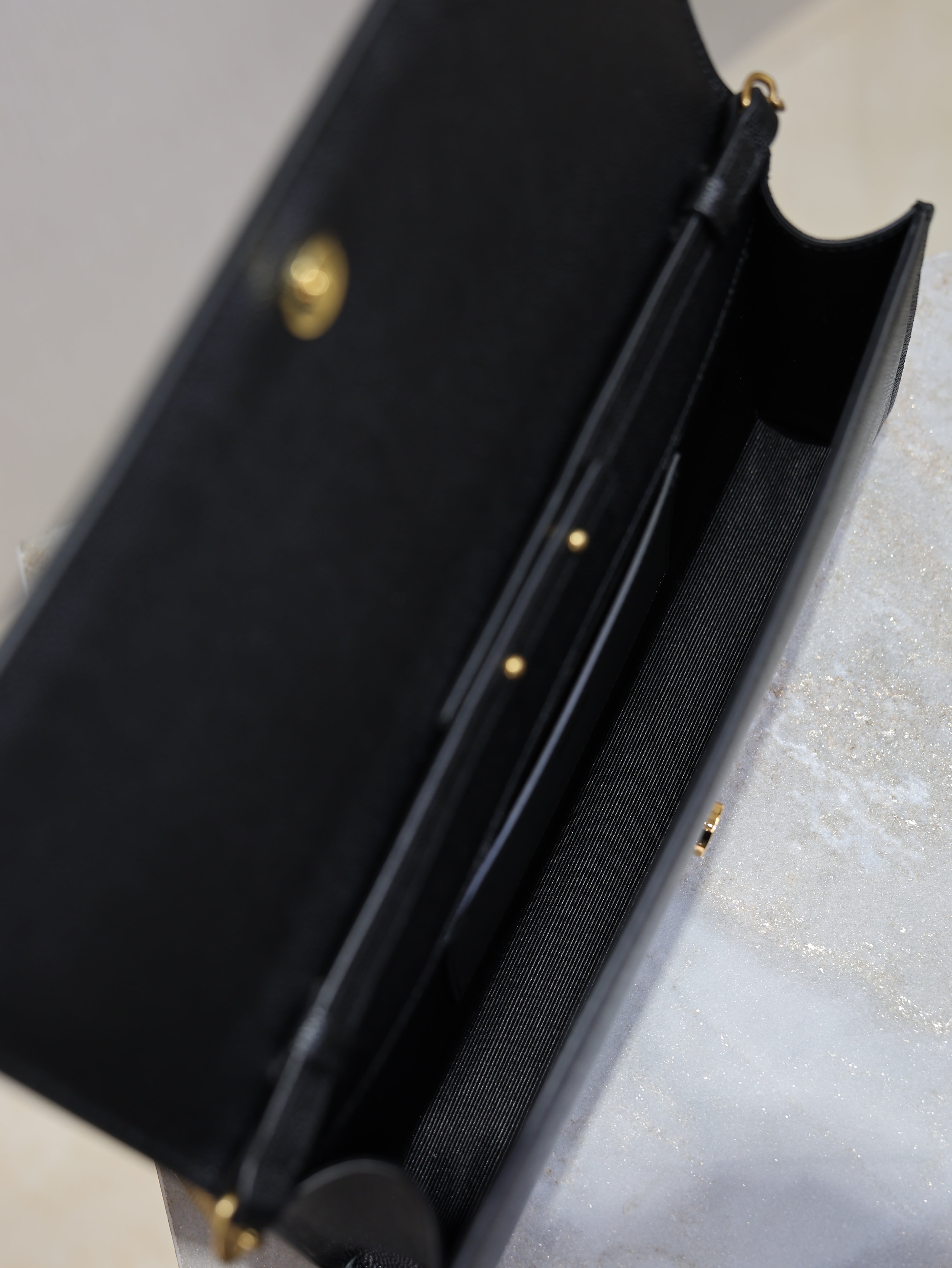 YSL Kate Clutch Bag Black Caviar Leather