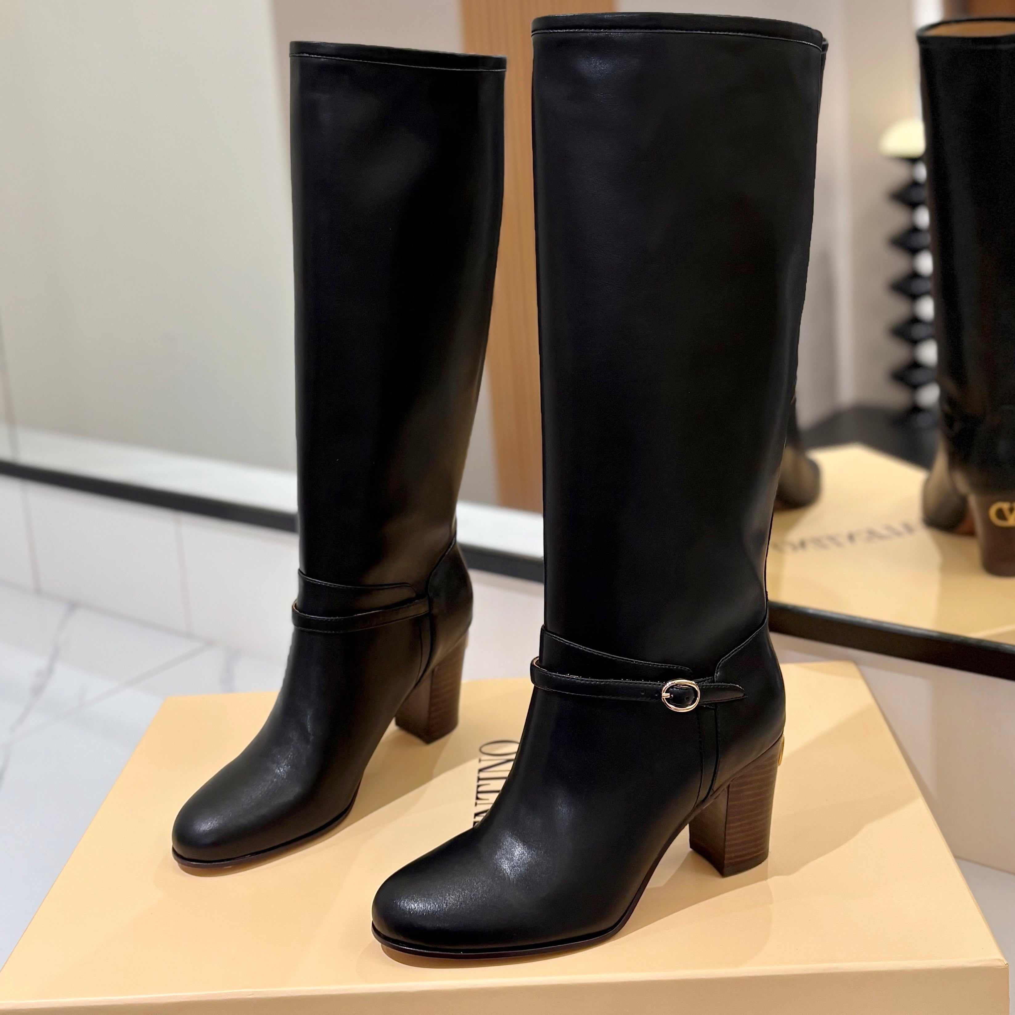 Valentino 2025 Pattie High Boot Black Calfskin 560743