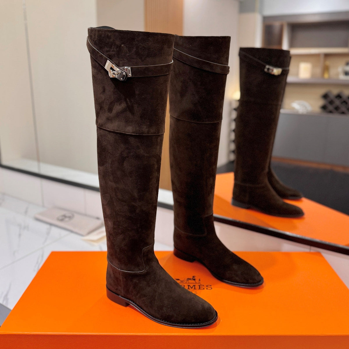 HM 26s Kelly Over the Knee Boots Brown Brown Suede 145102