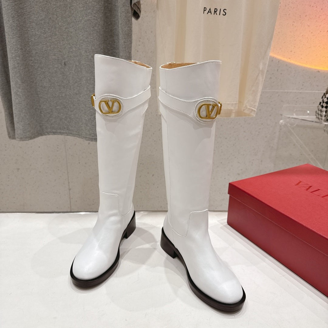 VT long boots white calfskin 174429