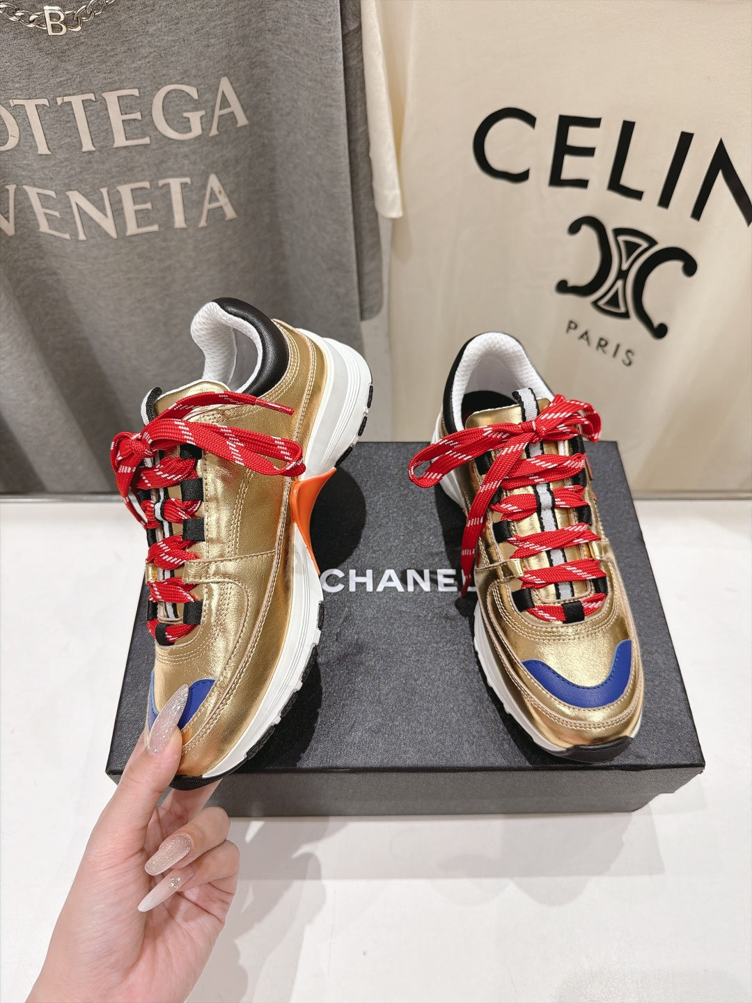 CC 26s Sneakers Gold/Blue Metallic Calfskin 181428