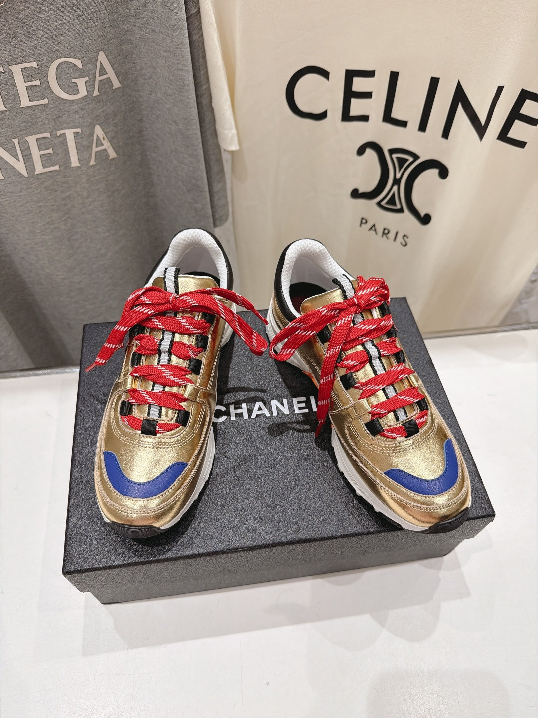CC 26s Sneakers Gold/Blue Metallic Calfskin 181428