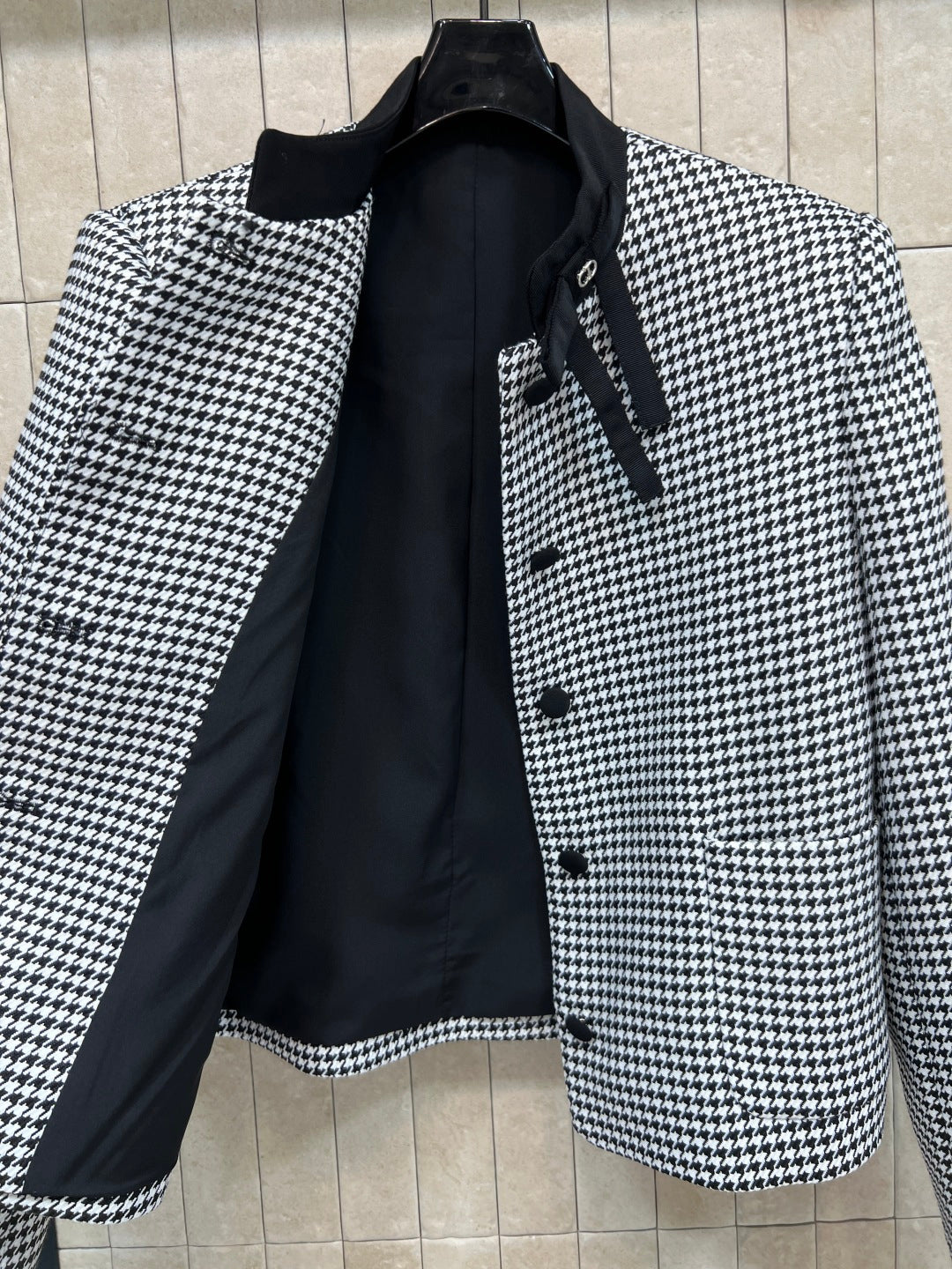 CD 26s Cropped Jacket Black White Polyester Fiber