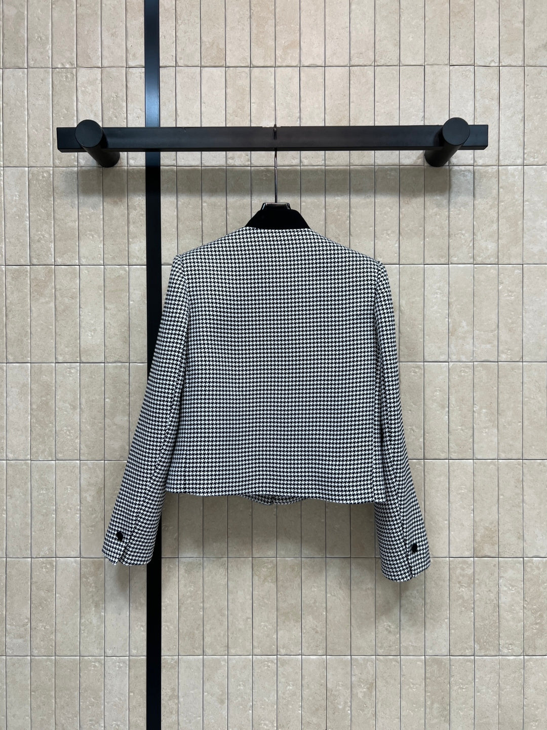 CD 26s Cropped Jacket Black White Polyester Fiber