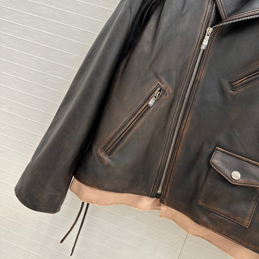 Miu Miu 25 Jacket Black Brown Sheepskin