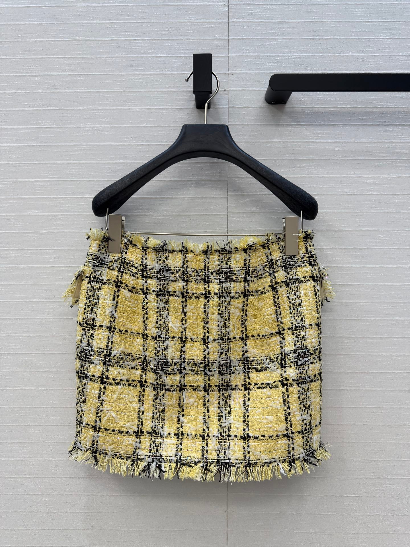 Balmain 26s Skirt Yellow Black Tweed 346066