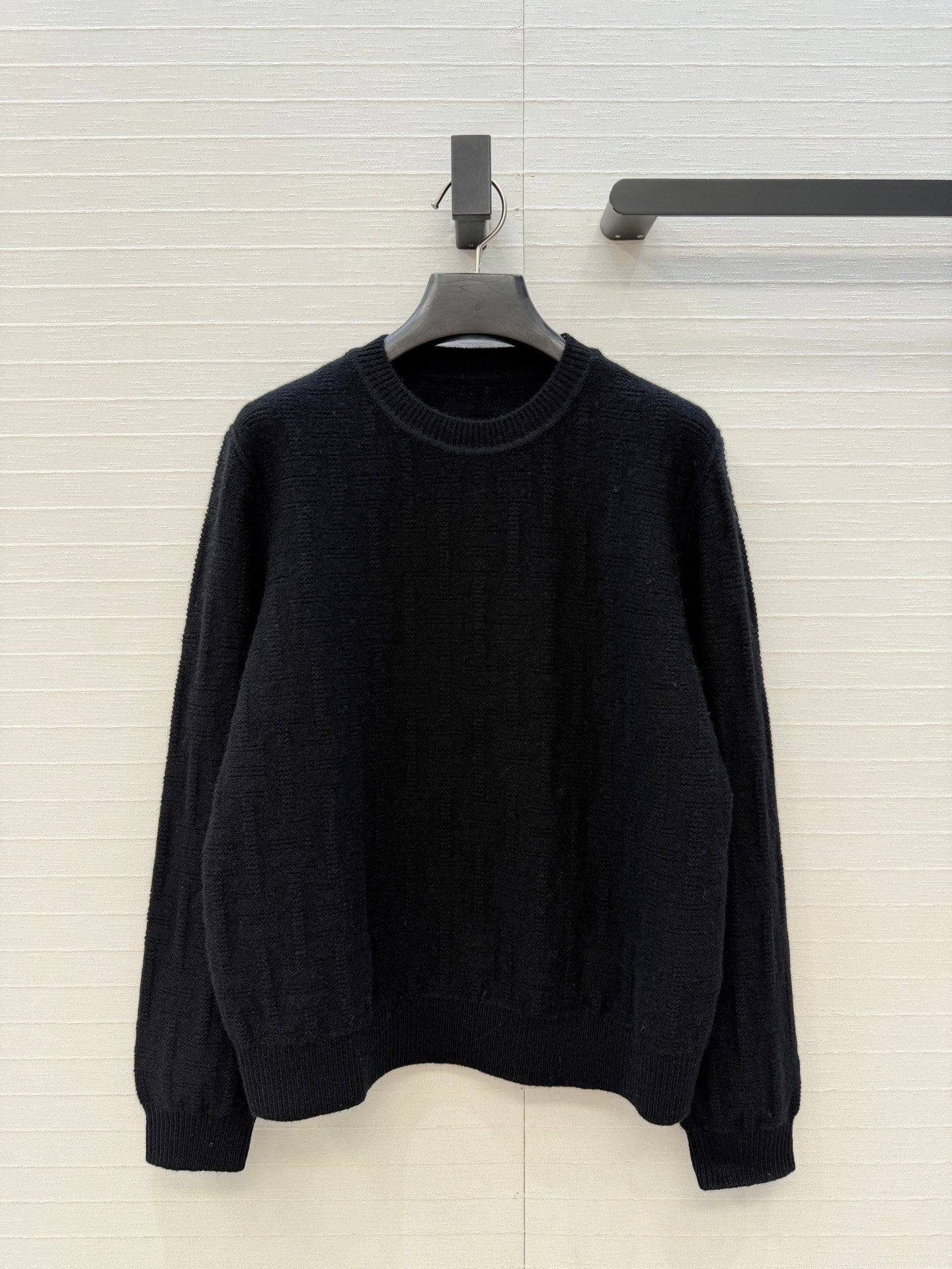 HM Jacquard Pullover Knit Sweater Black Cashmere 402941