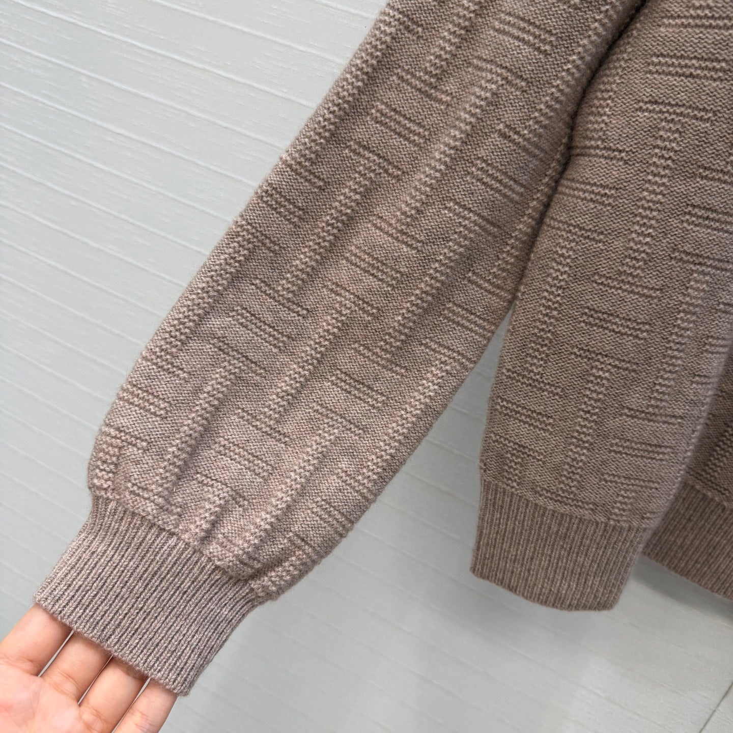 HM Jacquard Pullover Knit Sweater Light Taupe Cashmere 402945