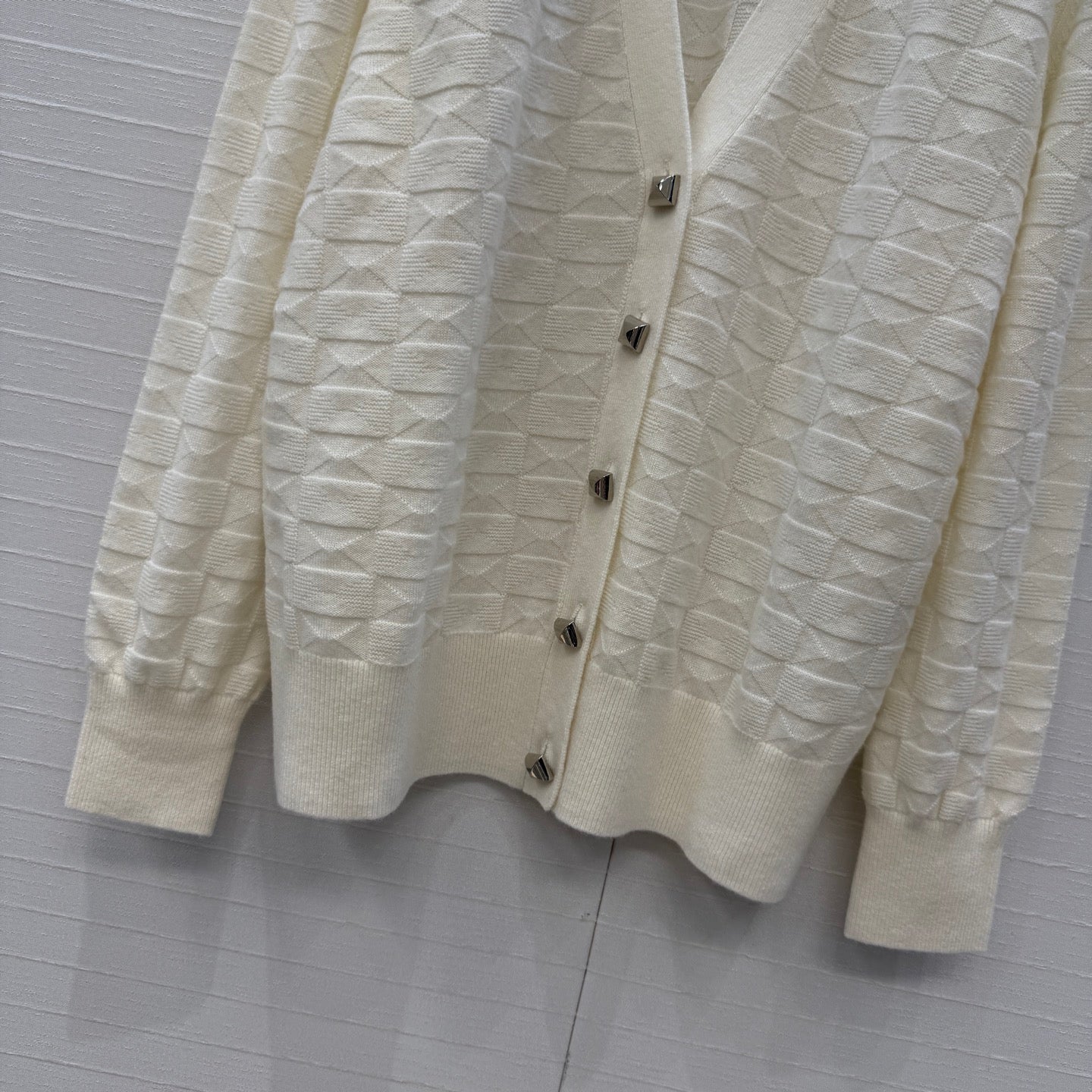 HM Monogram Toweling Cardigan Cream Cashmere 402934