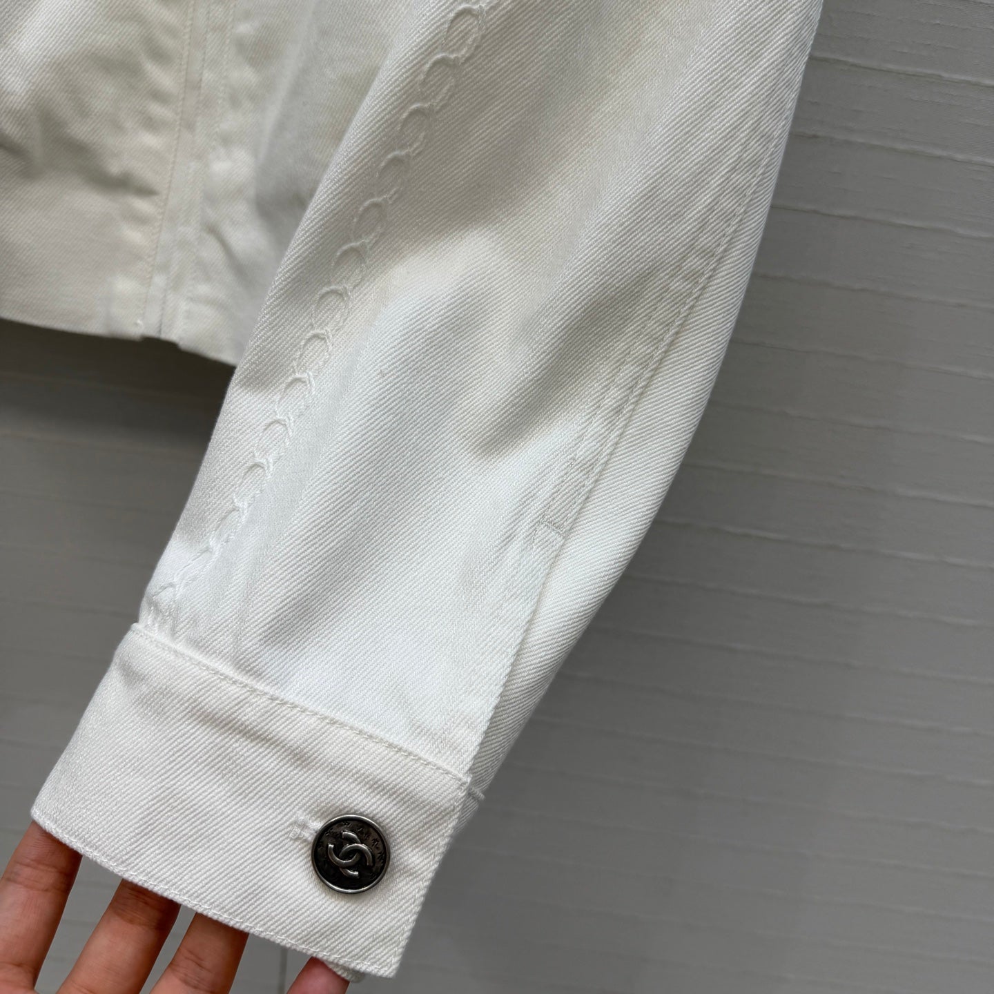 CC 26s Jacket With Cable Knit Embroidery White Denim 402908