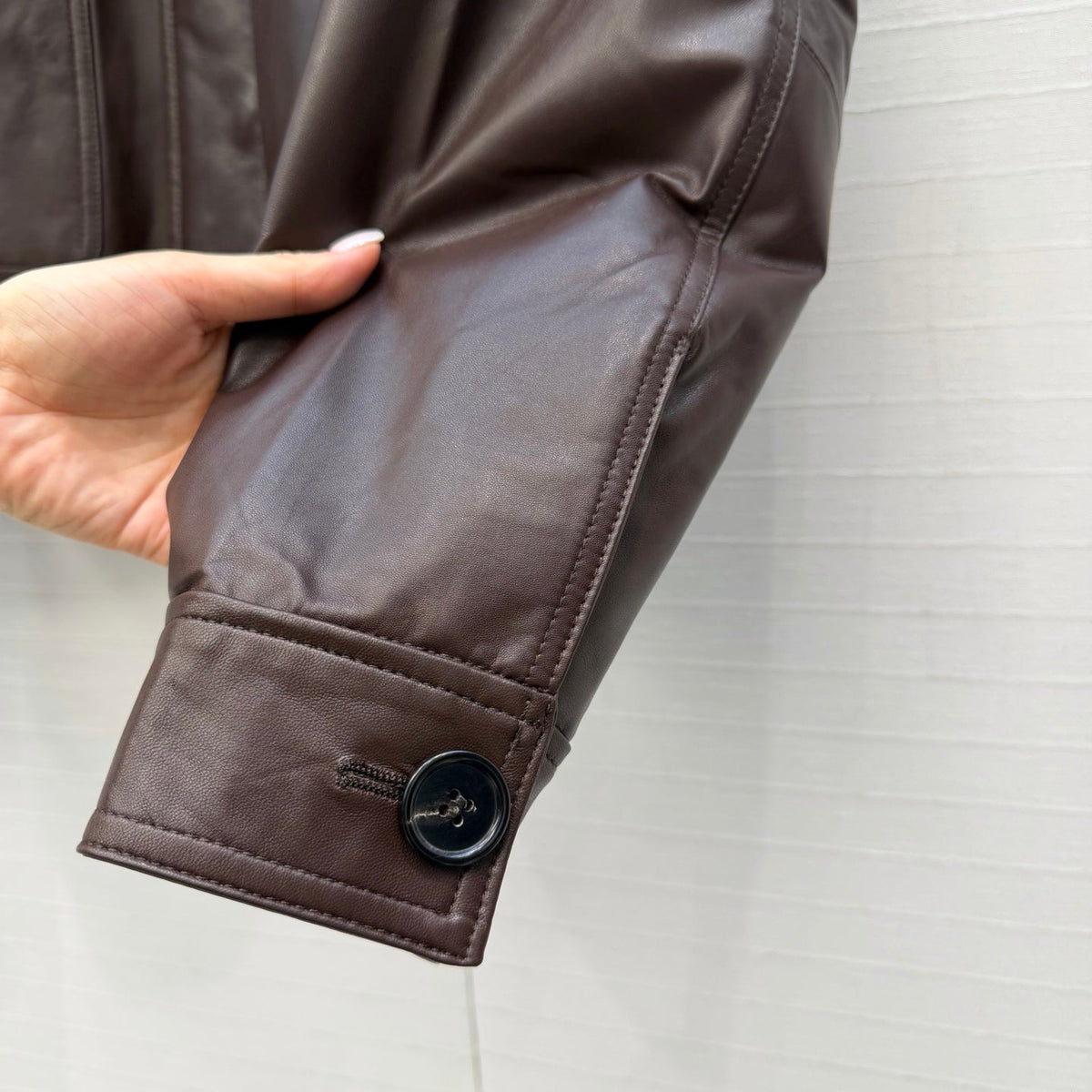 BC 26s Shearling Collar Bomber Jacket Brown Leather Down Coat 450435