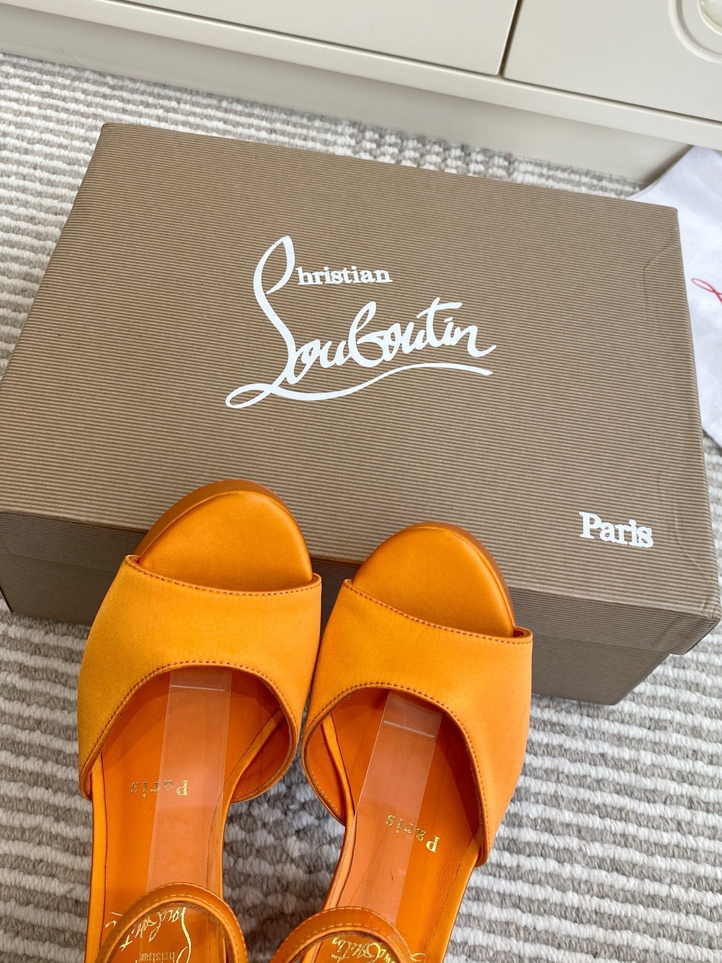CL Sandaloo Ankle-Strap Platform Sandal Orange Fabric 542785