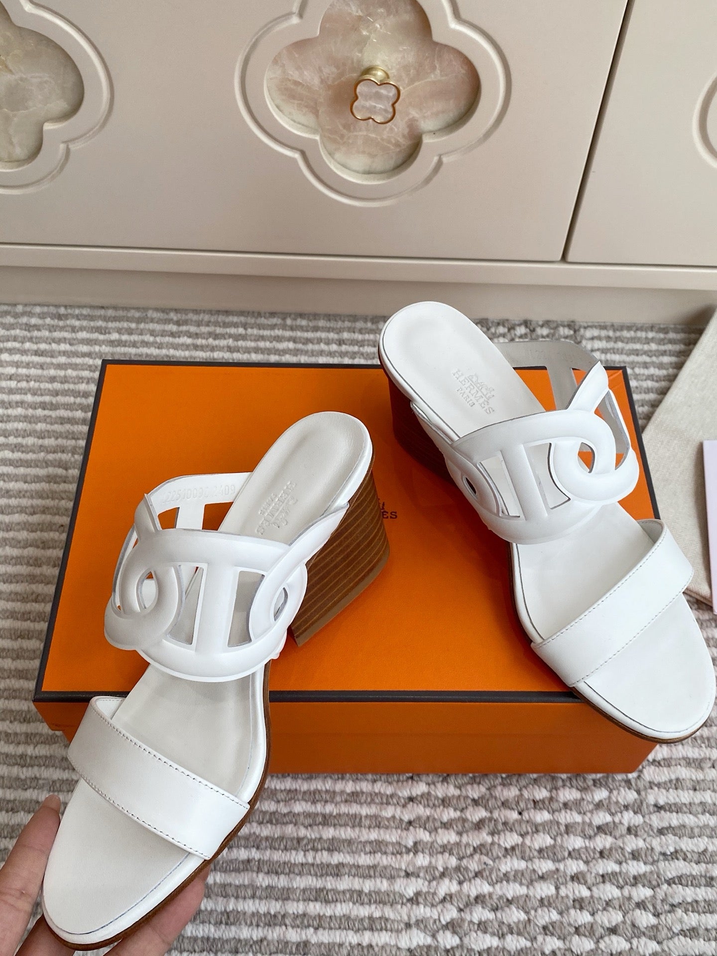 HM Lipari Sandal 7cm White Leather 776549
