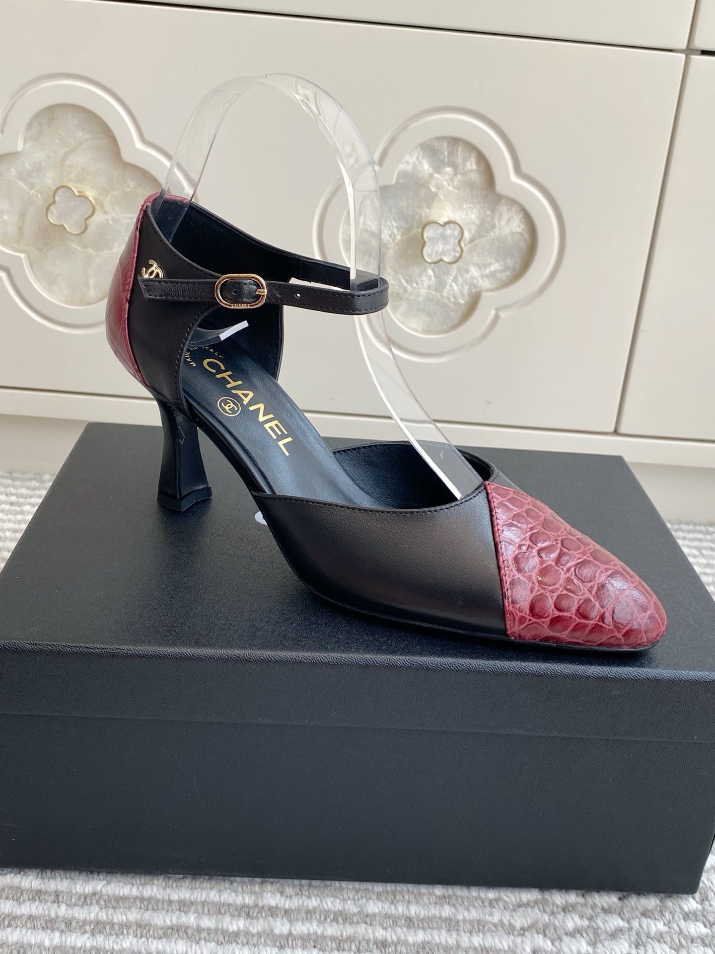 CC 26s Slingback Red Black Embossed Lambskin 909543