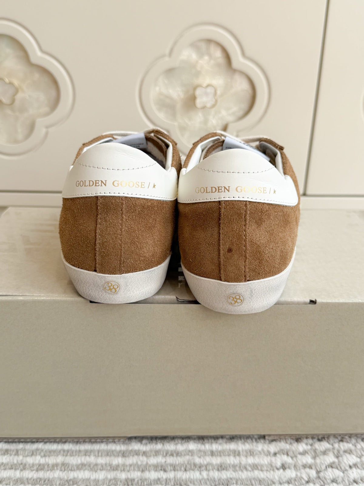 GGDB Sneakers Camel Suede Silver Glitter Star 122360