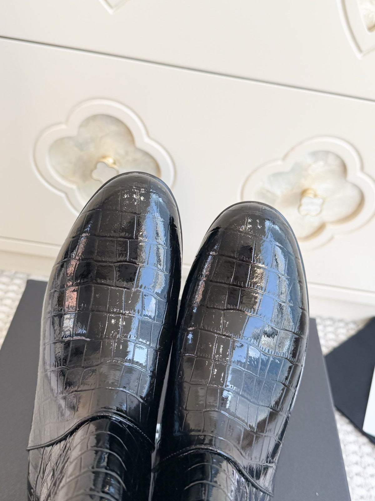 CC 26s Croc Embossed Ankle Boots Black Patent 122039