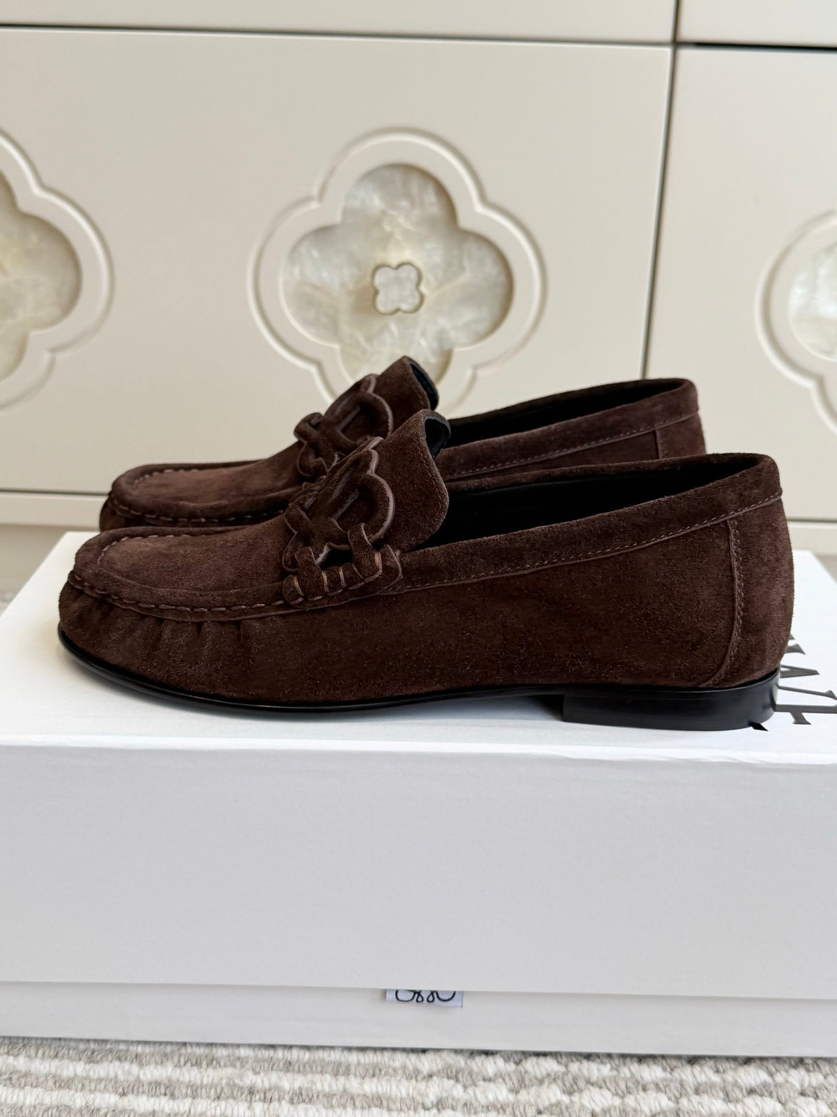 LW 2026 Loafers Brown Black Logo Suede Leather 193315
