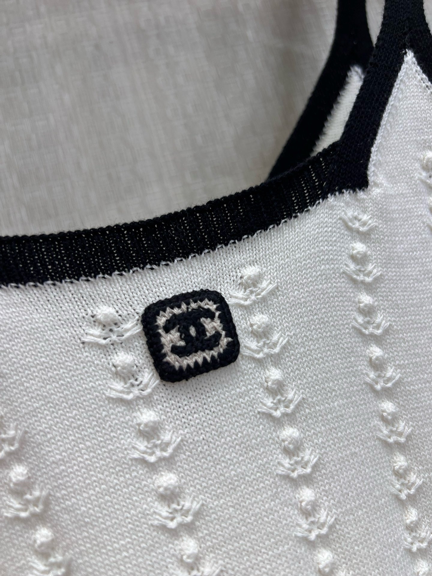 CC 26s Knit Mini Dress White Black Cotton 397690