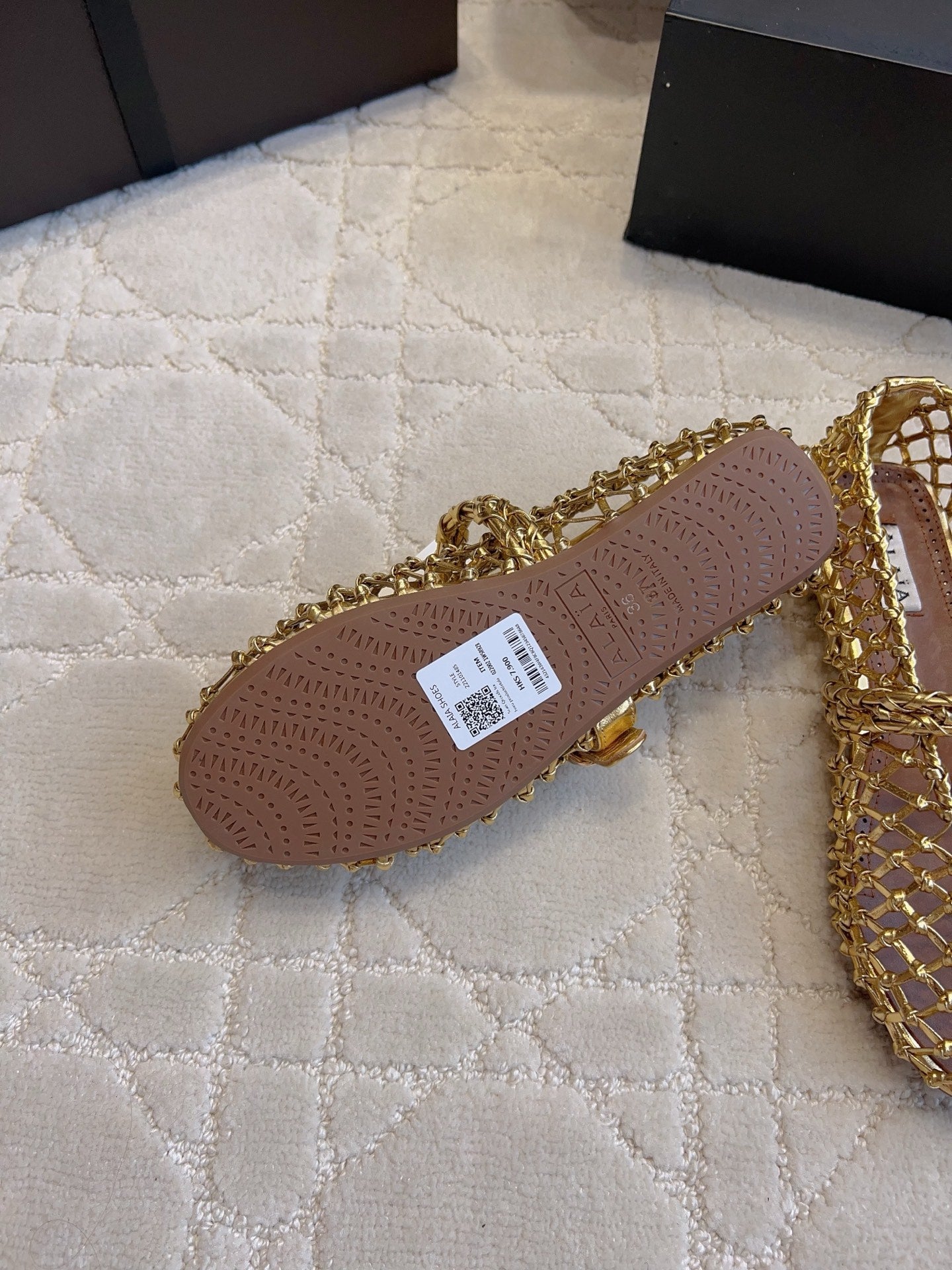Alaïa Fishnet Ballet Flats Gold Sheepskin 851456