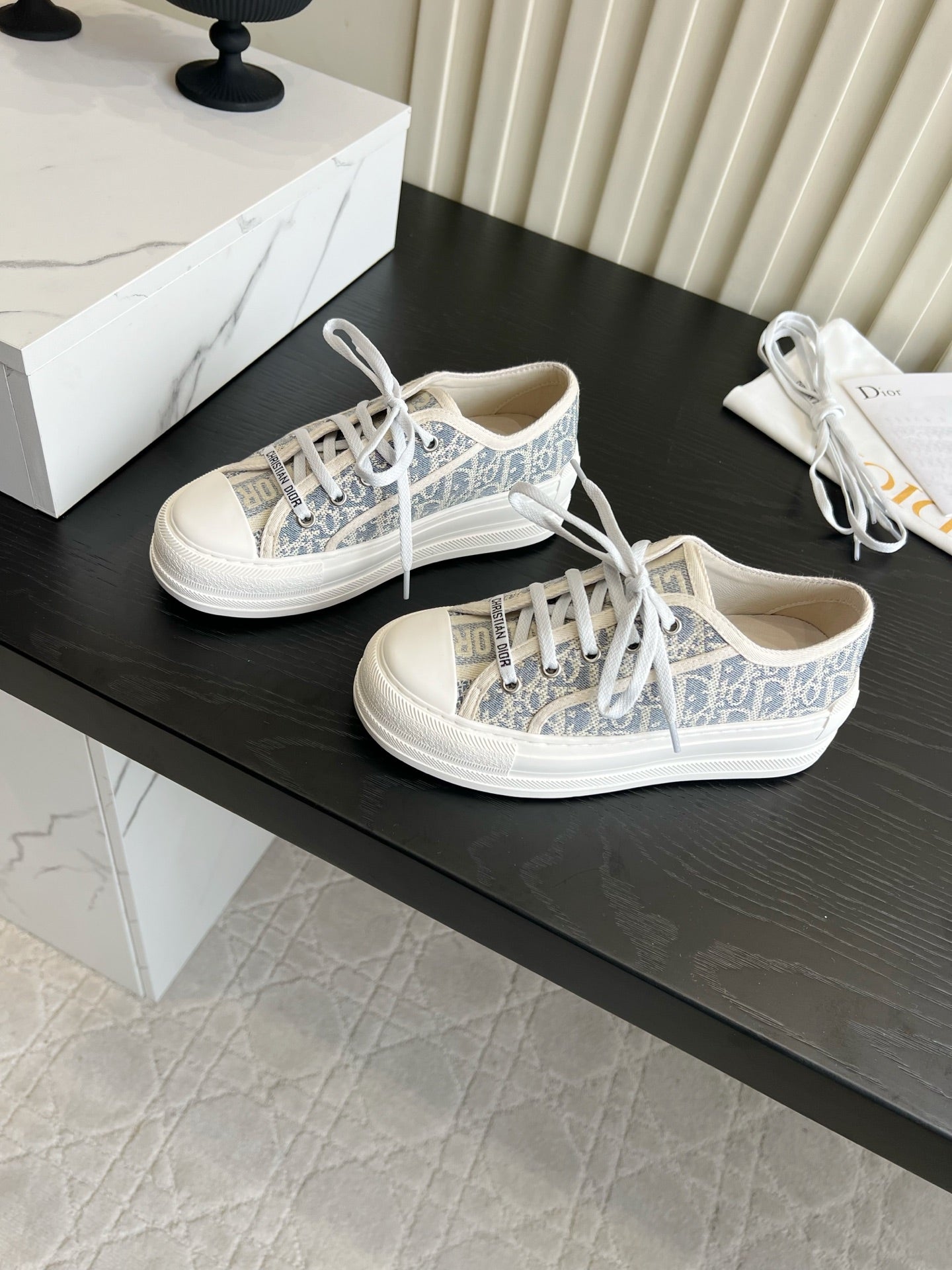 CD Dioriviera Walk'n'Dior Sneaker Wash Blue Cotton 851248