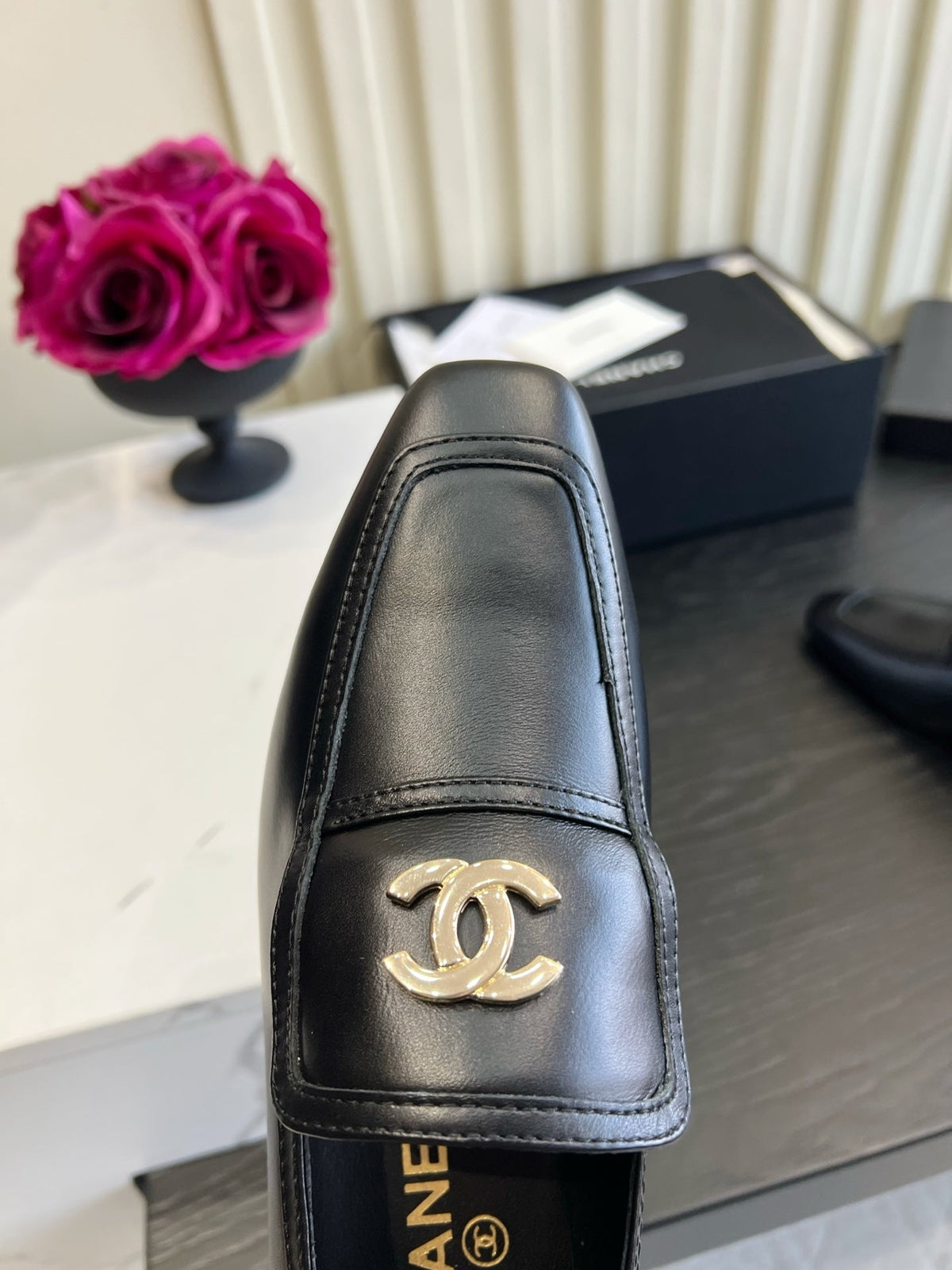 CC 26s Square-Toe Loafers Black Lambskin 183584