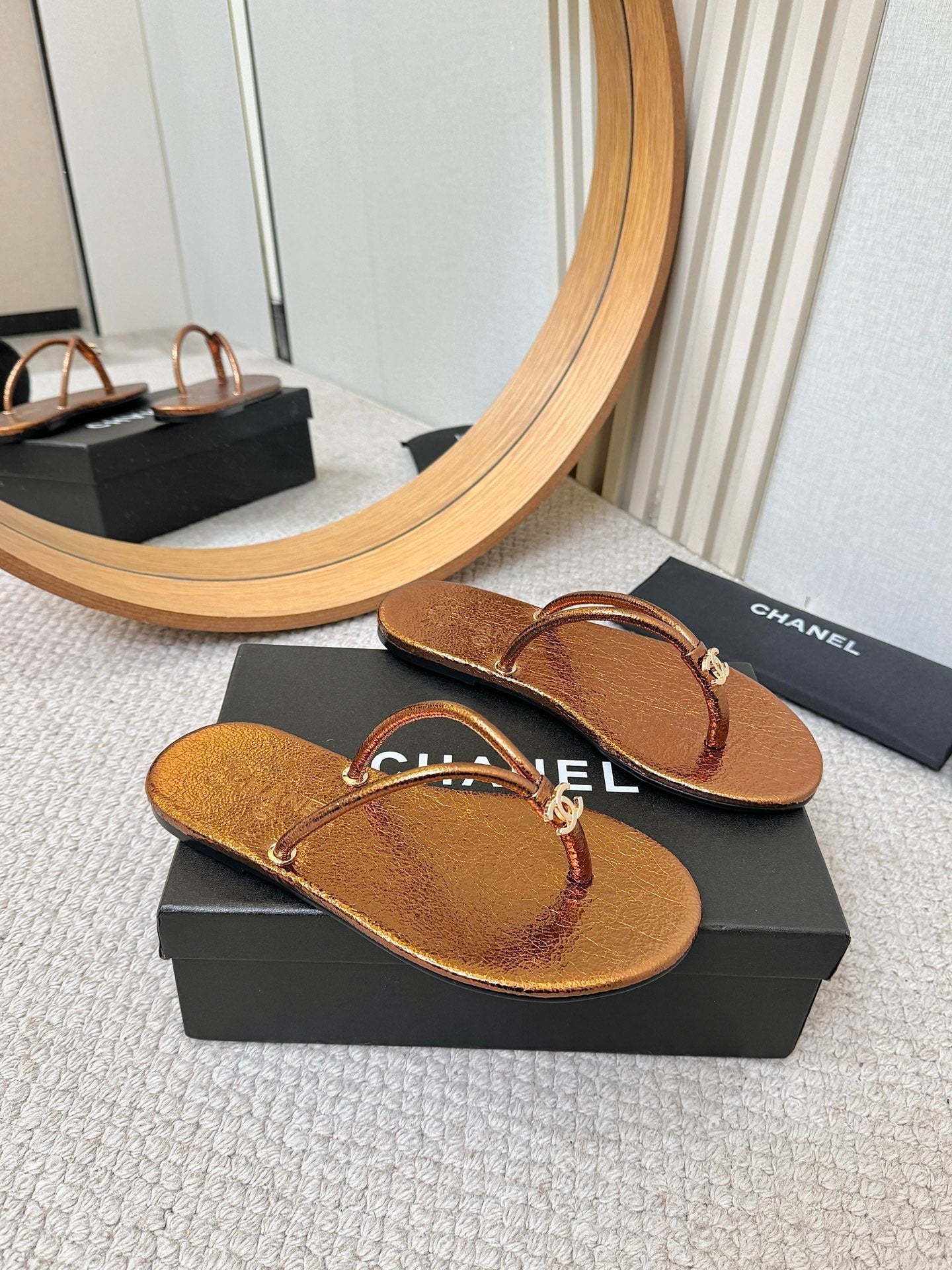 CC 2026 Thong Sandal Copper Metalic Calfskin 826473