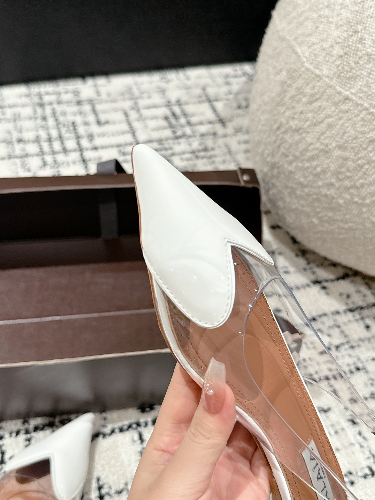 alaia slingbacks flat optic white heart lambskin