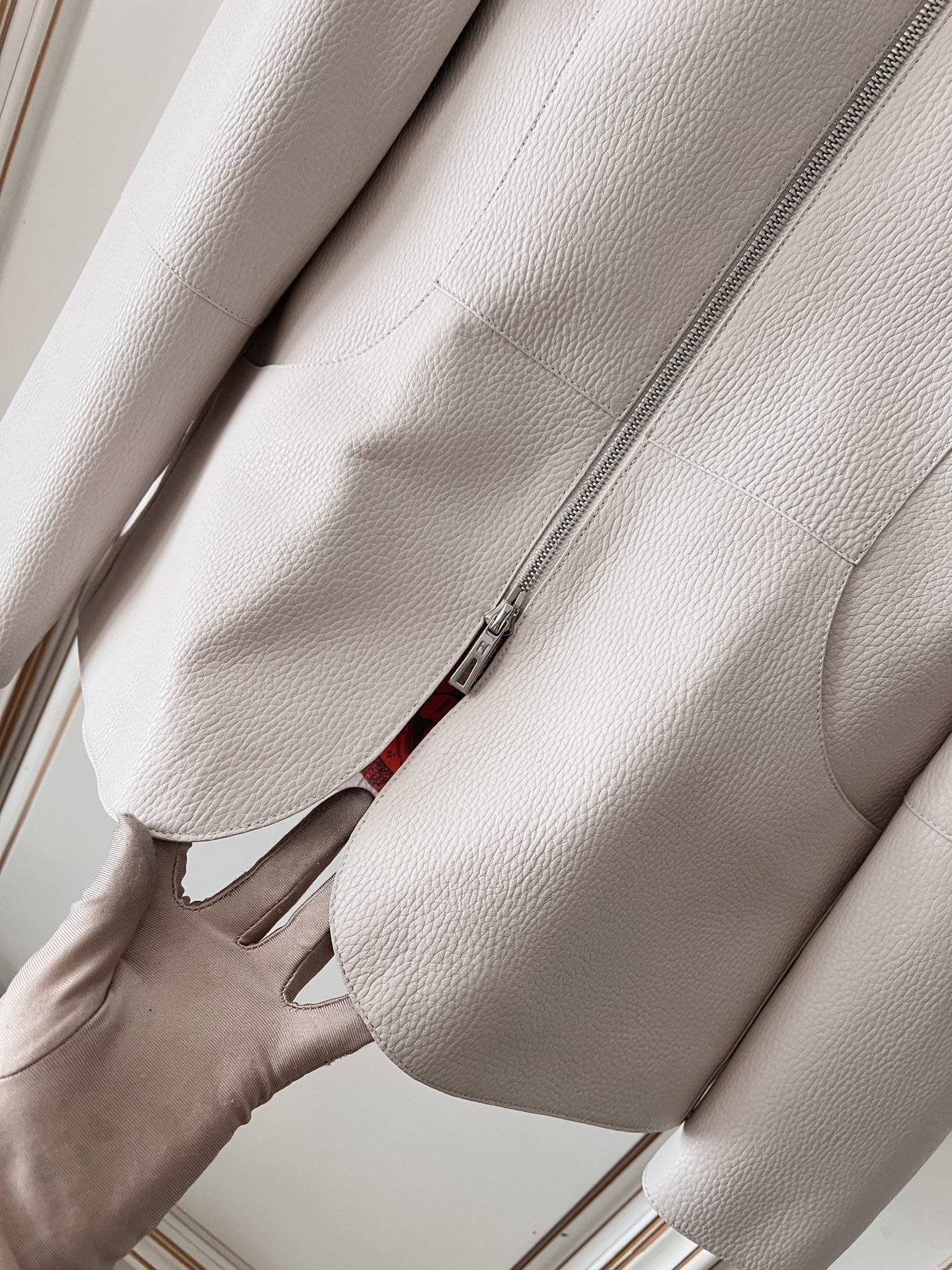 HM 26s Equestrian Jacket Cream Leather 418969